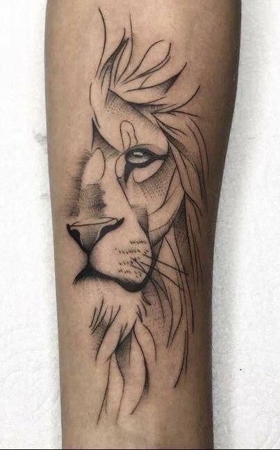Tattoo Lion Linework
